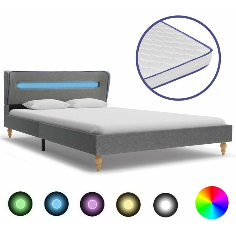 

Cama con LED y colchon viscoelastico tela gris claro 120x200 cm