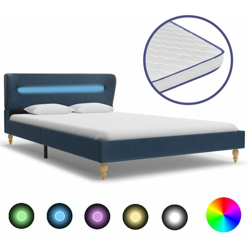 

Cama con LED y Colchón Viscoelástico Tela Azul 120x200 cm - Azul - Vidaxl