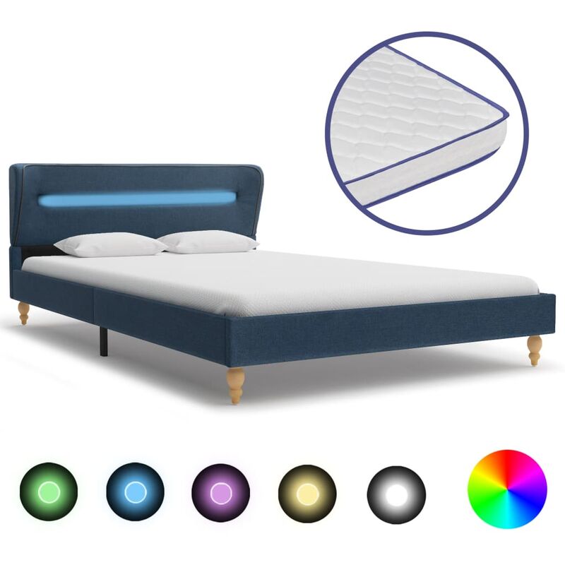 

Cama con LED y Colchón Viscoelástico Tela Azul 140x200 cm - Azul - Vidaxl