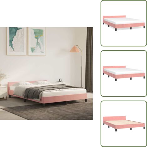 Cama con listones - vidaXL Cama con cabecero sin colchón terciopelo rosa 140x190 cm -
