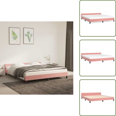 Cama con listones - vidaXL Cama con cabecero sin colchón terciopelo rosa 180x200 cm - Cama con patas