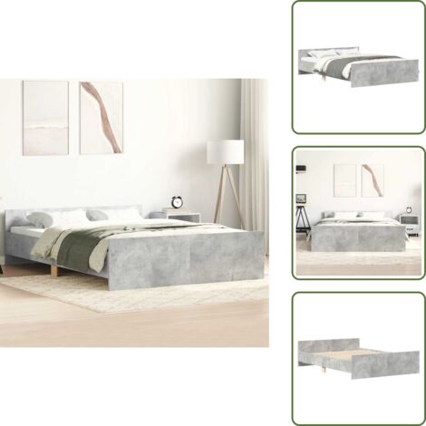 Cama con listones - vidaXL Estructura de cama con cabecero piecero gris hormigón 150x200cm - Cama gris hormigón