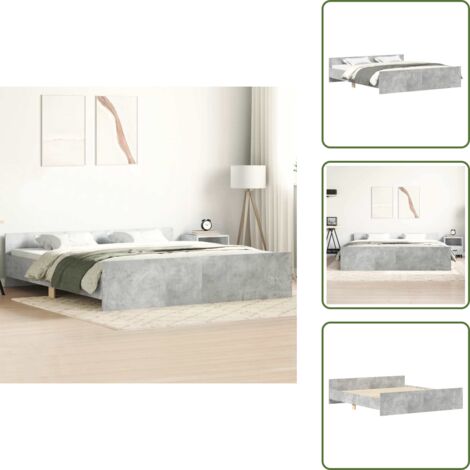 Cama con listones - vidaXL Estructura de cama con cabecero piecero gris hormigón 200x200cm - Cama gris hormigón