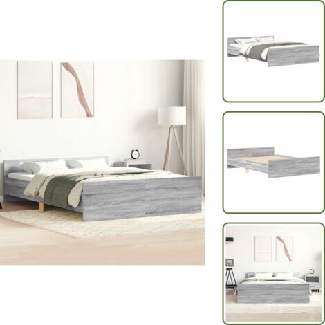 Cama con listones - vidaXL Estructura de cama con cabecero piecero gris Sonoma 140x190 cm - Cama de madera