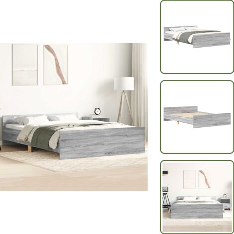 Cama con listones - vidaXL Estructura de cama con cabecero piecero gris Sonoma 140x200 cm - Cama de madera