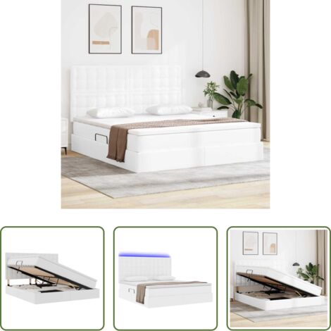 Cama con luz LED -  Cama con almacenamiento y LED Puro 160 x 200 cm Cuero sintético