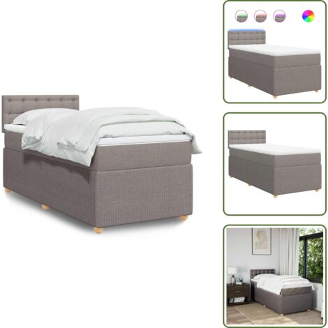 Cama con luz LED - vidaXL Cama box spring con colchón tela gris taupe 90x190 cm - Cama gris taupe