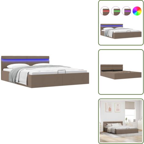 Cama con luz LED - vidaXL Cama canapé hidráulica almacenaje sin colchón taupe 160x200 cm - Cama con tira LED