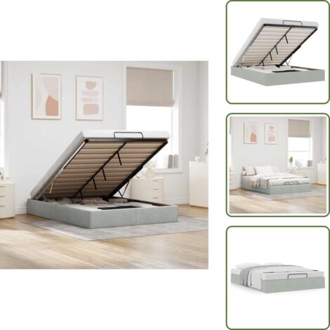 Cama con mecanismo de elevación - vidaXL Estructura de cama otomana sin colchón terciopelo gris claro - Cama sin colchón