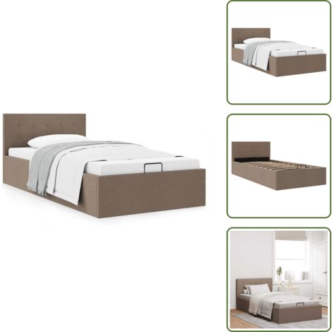 Cama con mecanismo hidráulico - vidaXL Cama canapé hidráulica almacenaje sin colchón taupe 100x200cm - Cama con estructura de acero