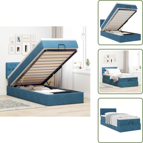 Cama con mecanismo hidráulico - vidaXL Estructura de cama otomana con colchón terciopelo azul oscuro - Cama con cabecero