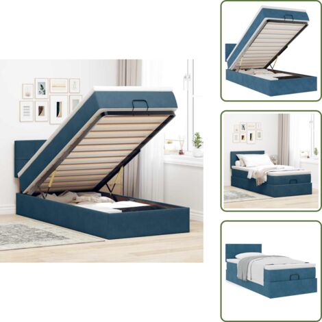 Cama con mecanismo hidráulico - vidaXL Estructura de cama otomana con colchón terciopelo azul oscuro - Cama con cabecero