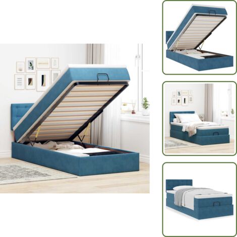 Cama con mecanismo hidráulico - vidaXL Estructura de cama otomana con colchón terciopelo azul oscuro - Cama con cabecero