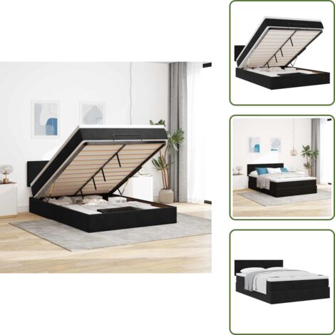 Cama con mecanismo hidráulico - vidaXL Estructura de cama otomana con colchón terciopelo negro - Cama con cabecero