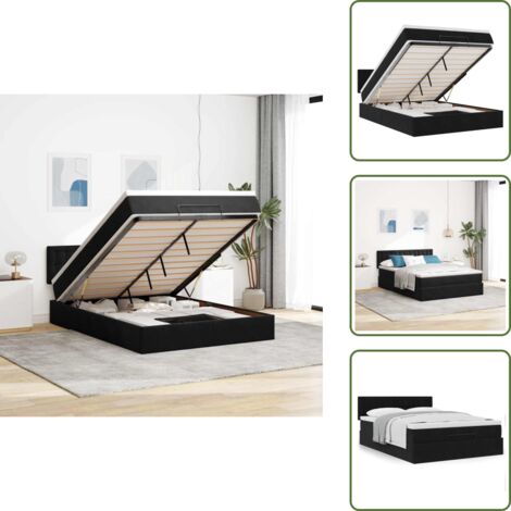Cama con mecanismo hidráulico - vidaXL Estructura de cama otomana con colchón terciopelo negro - Cama con cabecero