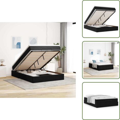 Cama con mecanismo hidráulico - vidaXL Estructura de cama otomana con colchón terciopelo negro - Colchón de muelles ensacados