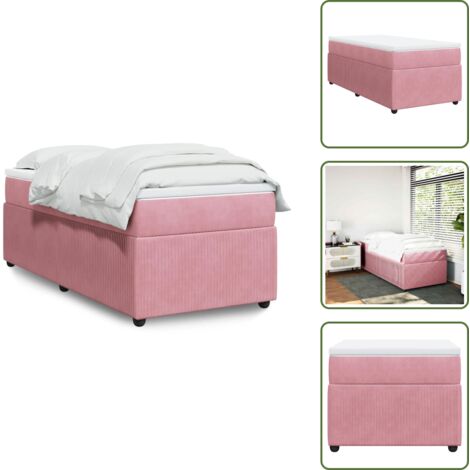Cama con muelles ensacados - vidaXL Cama box spring con colchón terciopelo rosa 80x200 cm - Cubrecolchón