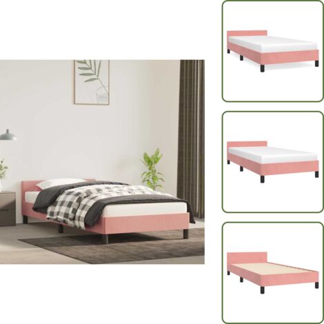 Cama con patas - vidaXL Cama con cabecero sin colchón terciopelo rosa 90x190 cm - Cama con listones