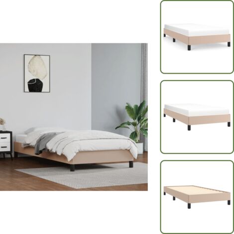 Cama con patas - vidaXL Estructura cama sin colchón cuero sintético capuchino 90x200 cm - Cama de cuero
