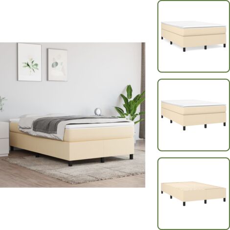 Cama con patas - vidaXL Estructura de cama con somier tela crema 120x200 cm - Cama de tela