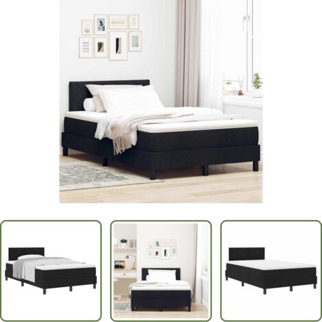 Cama con somier -  Cama tipo Box Spring con colchón Negro 120 x 200 cm tela