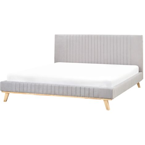 Cama con somier de chenilla 180 x 200 cm capitoné aspecto moderno gris claro Talence