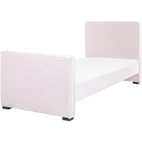Cama con somier de terciopelo rosa pastel negro 90 x 200 cm cabecero Teenie
