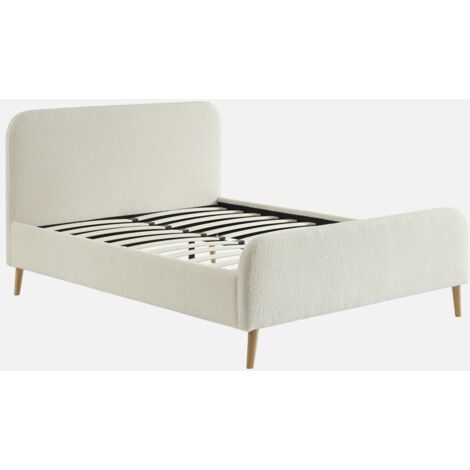 Cama con somier y cabecera tapizada borreguito, 190cm