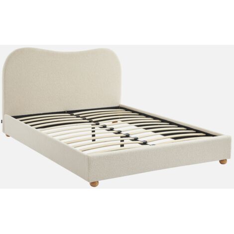Cama con somier y cabecero, acabado borreguito