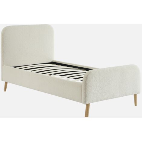 Cama con somier y cabecero acolchado borreguito, 90cm