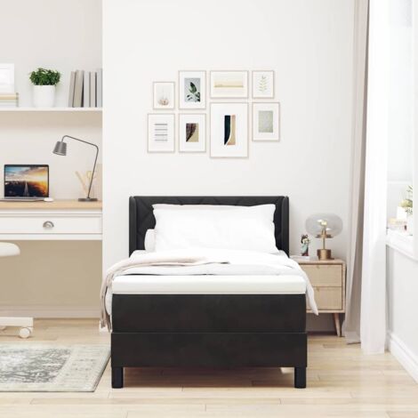Cama con Somier y Colchón Negra 100x200 cm Terciopelo Negro