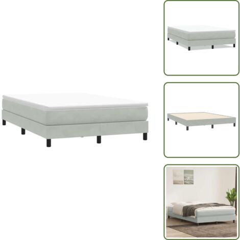 Cama con soporte - vidaXL Cama box spring sin colchón terciopelo gris claro 140x210 cm - Cama de madera