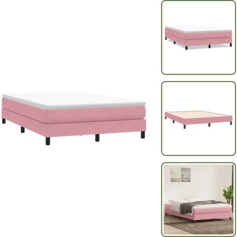Cama con soporte - vidaXL Cama box spring sin colchón terciopelo rosa 140x210 cm - Cama de madera