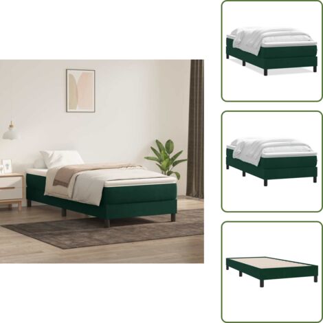 Cama con soporte - vidaXL Cama box spring sin colchón terciopelo verde oscuro 200x220 cm - Cama de madera