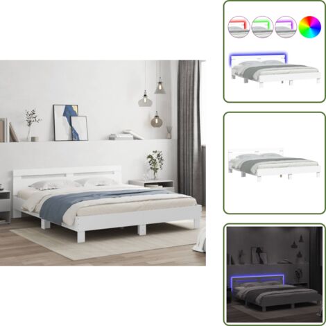 Cama con soporte - vidaXL Estructura de cama con LED sin colchón blanco 180x200 cm - Cama de madera