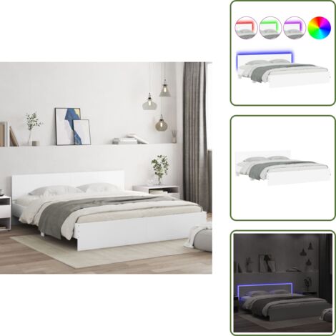 Cama con soporte - vidaXL Estructura de cama con LED sin colchón blanco 180x200 cm - Cama de madera