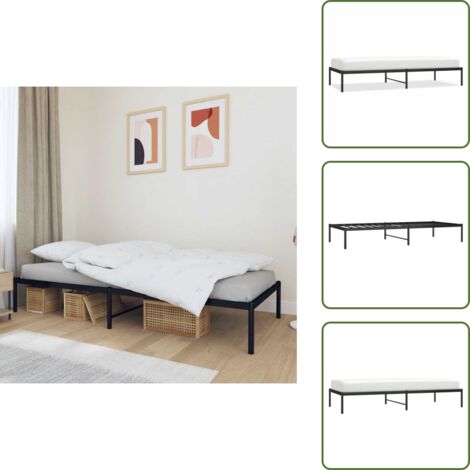 Cama con soporte - vidaXL Estructura de cama sin colchón metal negro 90x200 cm - Cama con listones