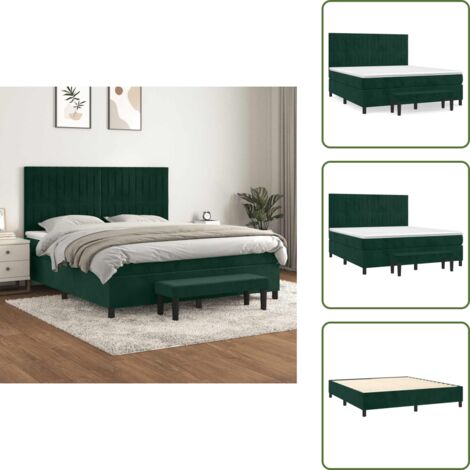 Cama con terciopelo - vidaXL Cama box spring con colchón terciopelo verde oscuro 180x200 cm - Cama de espaldas
