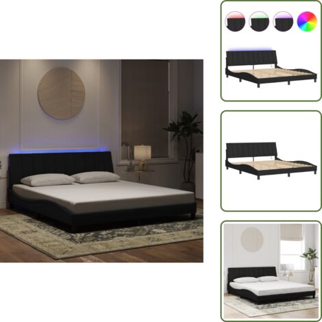 Cama con terciopelo - vidaXL Estructura de cama con LED sin colchón Hanko terciopelo negro 180x200 cm - Cama con cabecero
