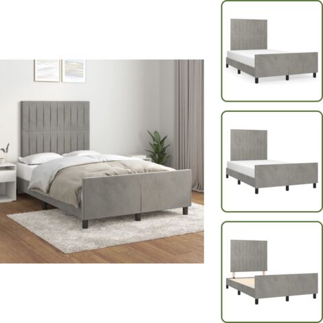 Cama con terciopelo - vidaXL Estructura de cama sin colchón terciopelo gris claro 120x200 cm - Cama con altura regulable
