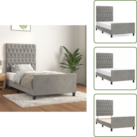 Cama con terciopelo - vidaXL Estructura de cama sin colchón terciopelo gris claro 90x200 cm - Cama con altura regulable