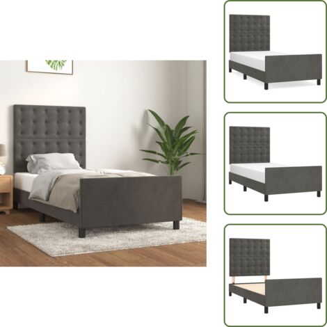 Cama con terciopelo - vidaXL Estructura de cama sin colchón terciopelo gris oscuro 80x200 cm - Cama con altura regulable