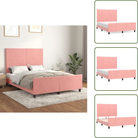 Cama con terciopelo - vidaXL Estructura de cama sin colchón terciopelo rosa 140x200 cm - Cama rosa