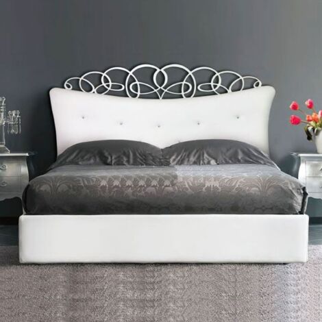 Cama contenedor doble con cabecero tapizado en ecopiel 180x200xh.155 cm