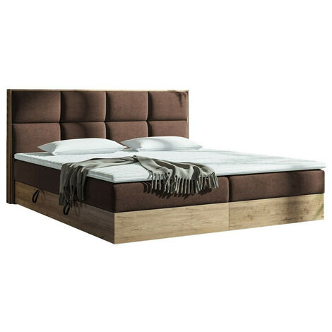 Cama continental ComfiDream Miraena, Roble dorado + Soro 28, Continental, Doble, 140x200, Tapiz, Somieres, 148x212x103cm