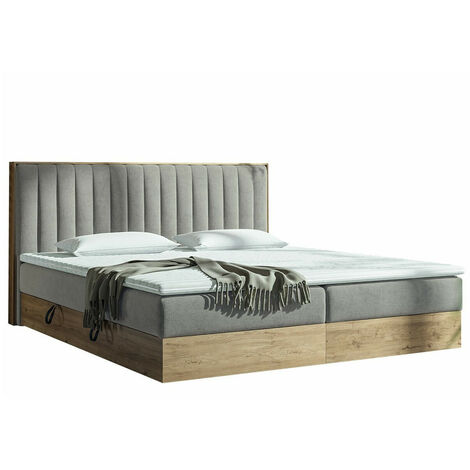 Cama continental ComfiDream Odelra, Roble dorado + Soro 90, Continental, Doble, 140x200, Tapiz, Somieres, 148x212x103cm
