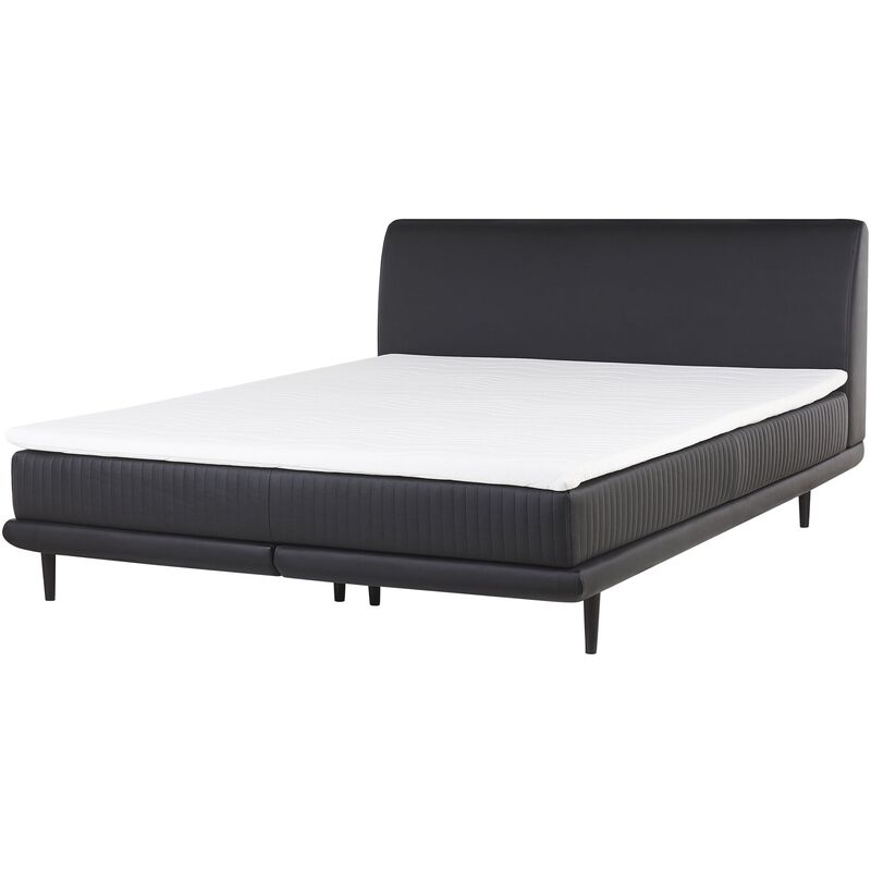 

Beliani - Cama continental en piel sintética negra 140x200 cm MADAME