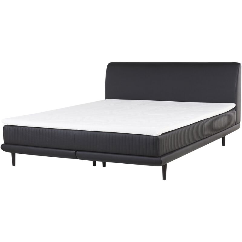 

Beliani - Cama continental en piel sintética negra 160x200 cm MADAME