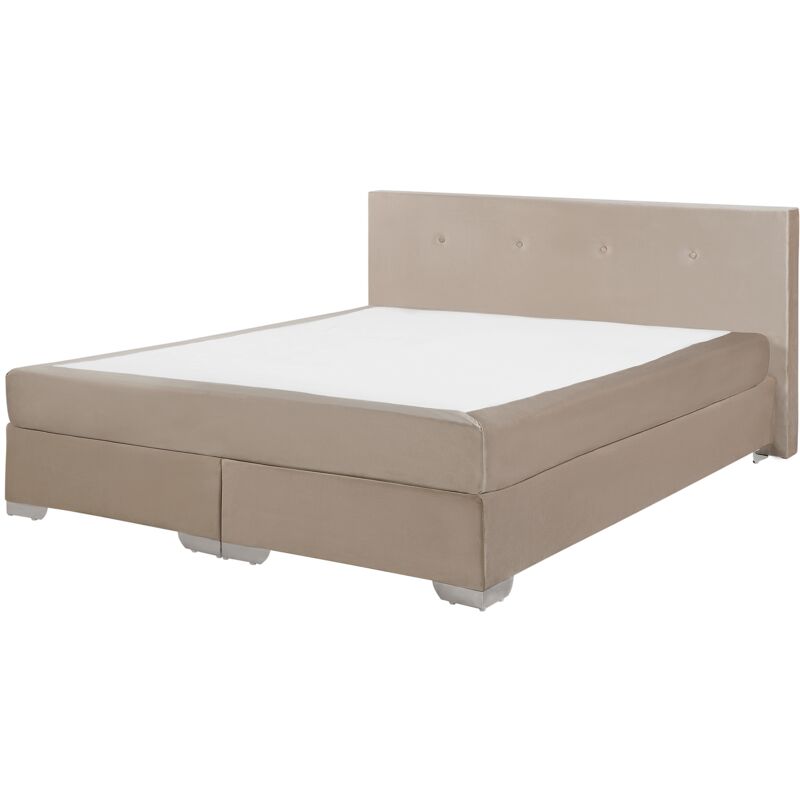 

Cama de terciopelo beige 180 x 200 cm CONSUL