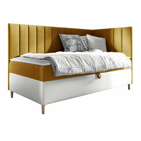 Cama continental Lucus, Soft 017 + Fresh 37, Individuales, Continental, 80x200, Cuero ecológico, Tapiz, Somieres, 88x208x115cm